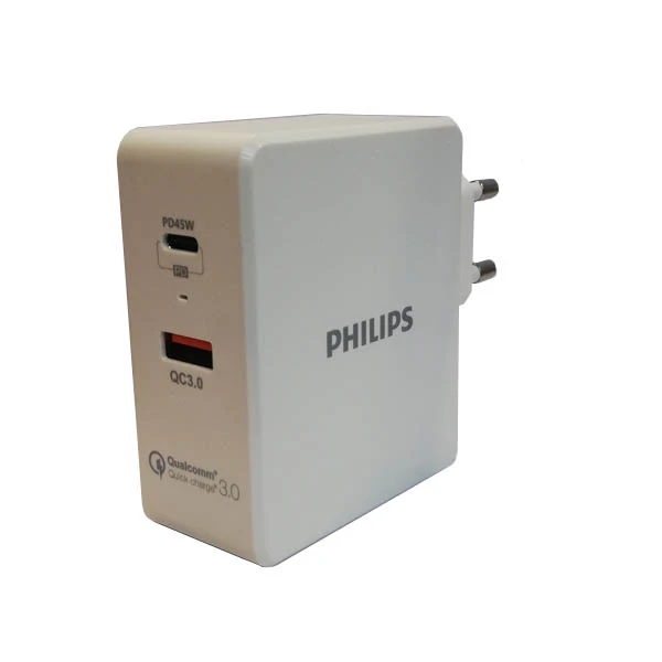 شارژر دیواری فیلیپس مدل DLP2509 PD45W + QC3.0 (PHILIPS Wall Charger DLP2509 PD45W+QC3.0)