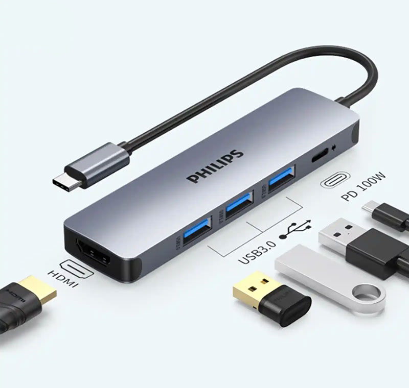 هاب و تبدیل 4K USB-C فیلیپس پنج کاره SWR1607R/93